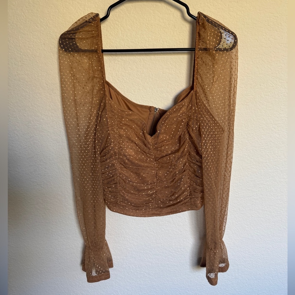 Elegant Brown Ruched Women's Top
